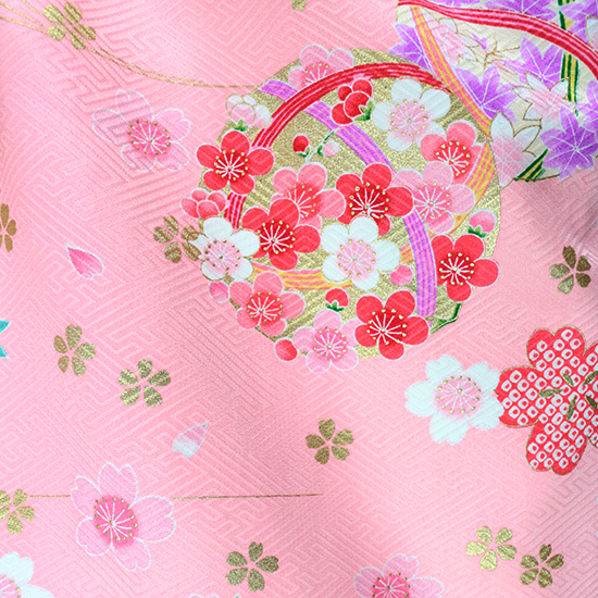 三歳・女の子 【正絹】ピンクに鞠文様/被布 | 着物オンラインレンタル