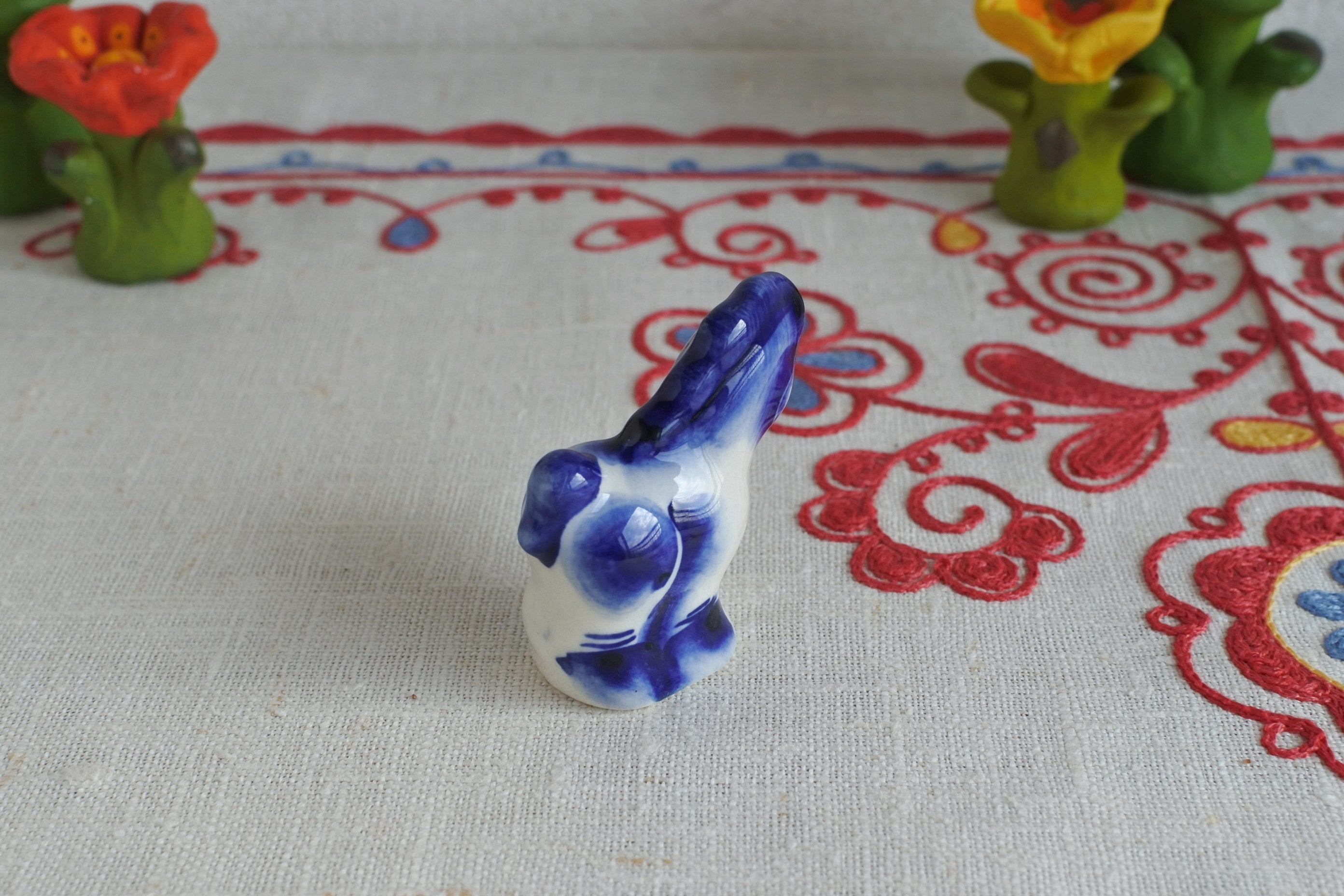 2026年干支午 ロシア製陶器 シベリアの青い馬 縁起物 ロシア雑貨いりえ