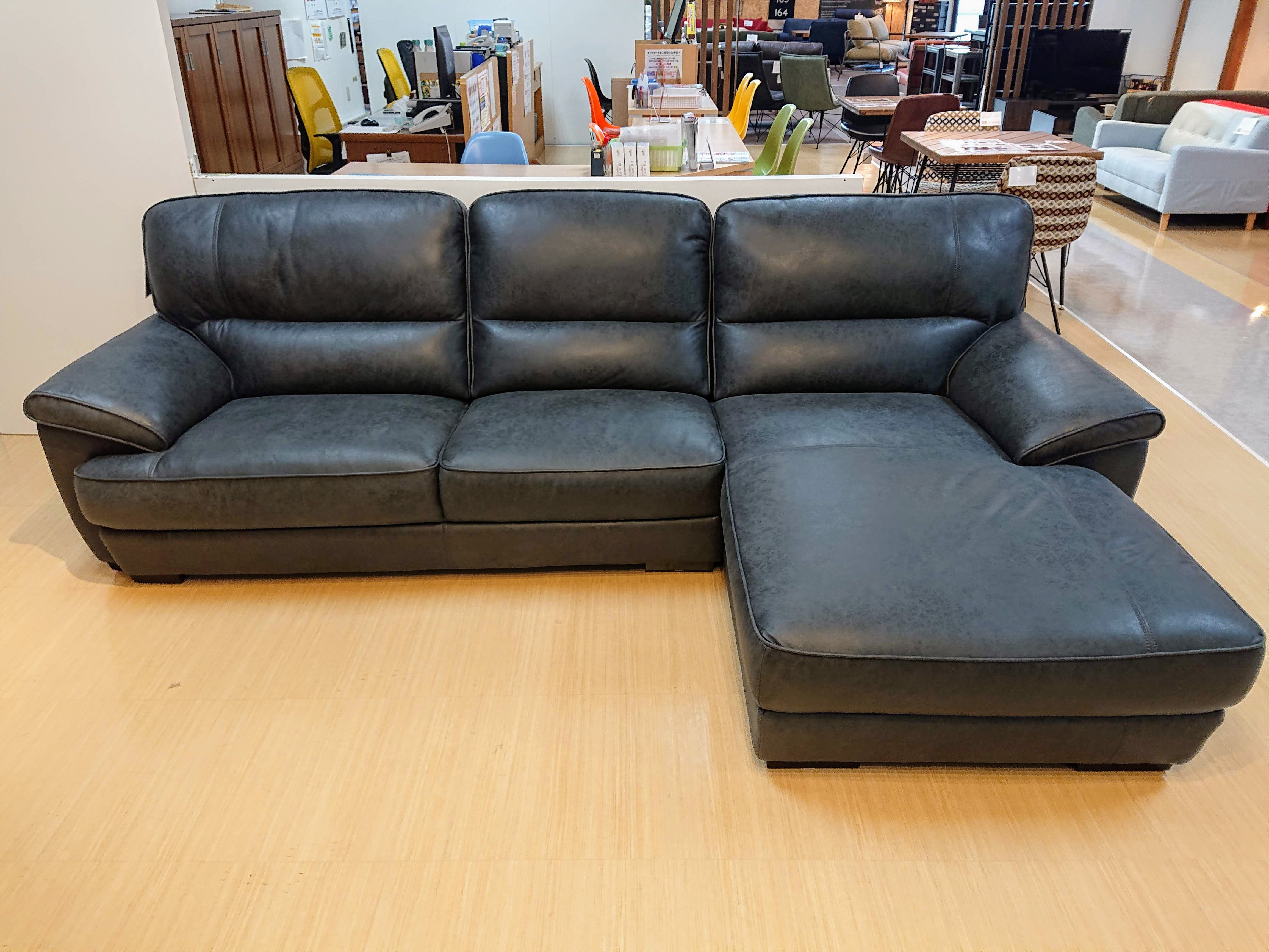 レザーテックスの幅が280センチのビッグカウチソファ ベレーザ