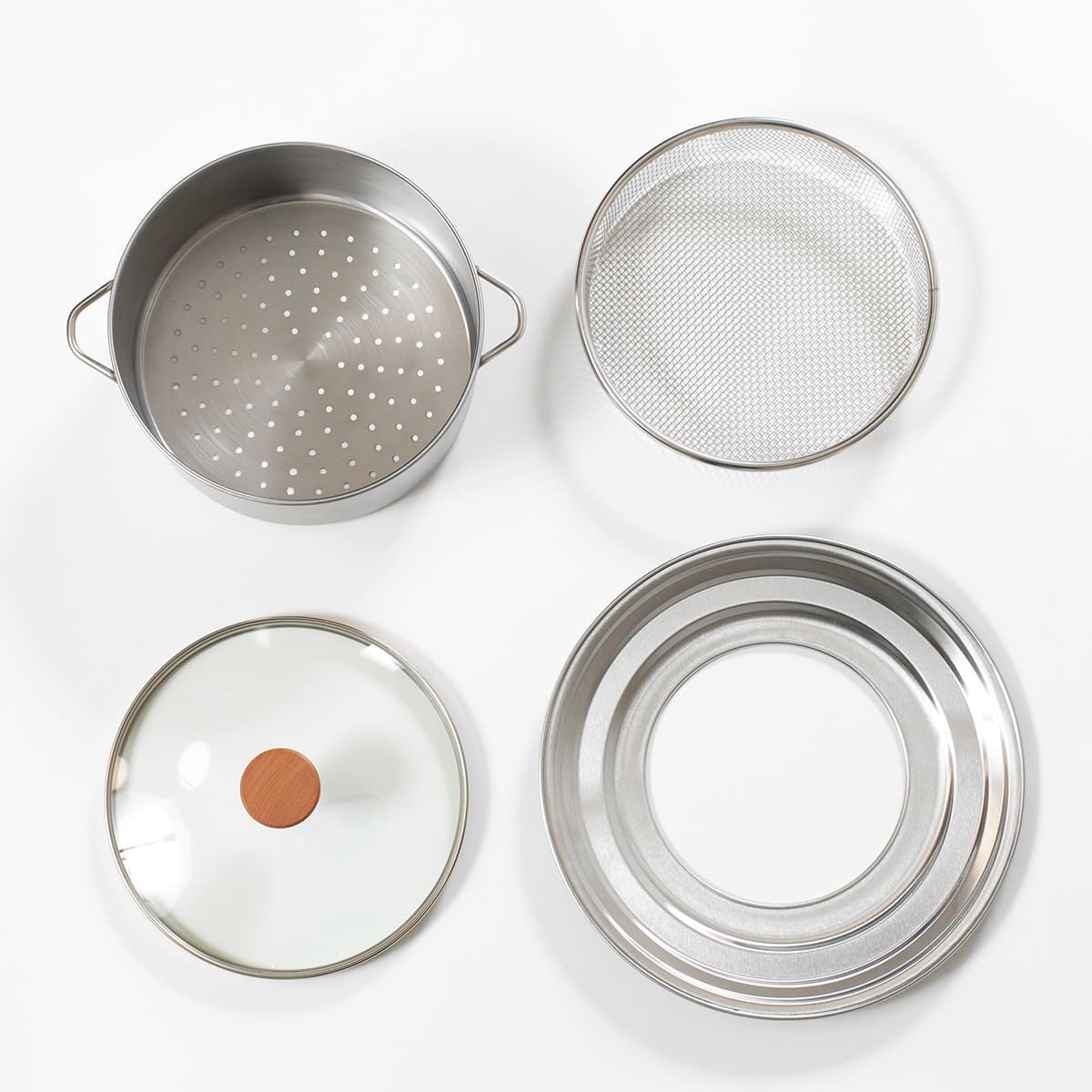 bws SELECTION】ステンレスせいろ深 フタ・ザル・蒸し板4点セット