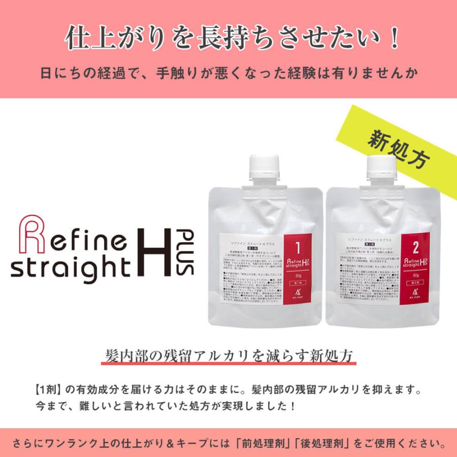 縮毛矯正 リファイン ストレートHプラス 各80g×1セット セルフ くせ毛