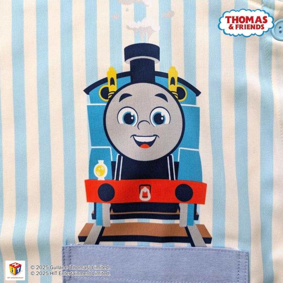 きかんしゃトーマス ストライプ切替エプロン 保育士エプロン