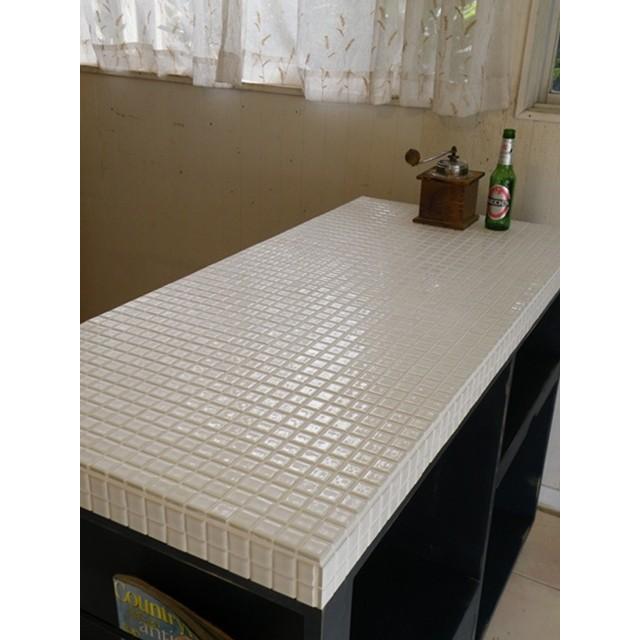 ♪ タイルトップ アイランドキッチンカウンター ネイビーブルー