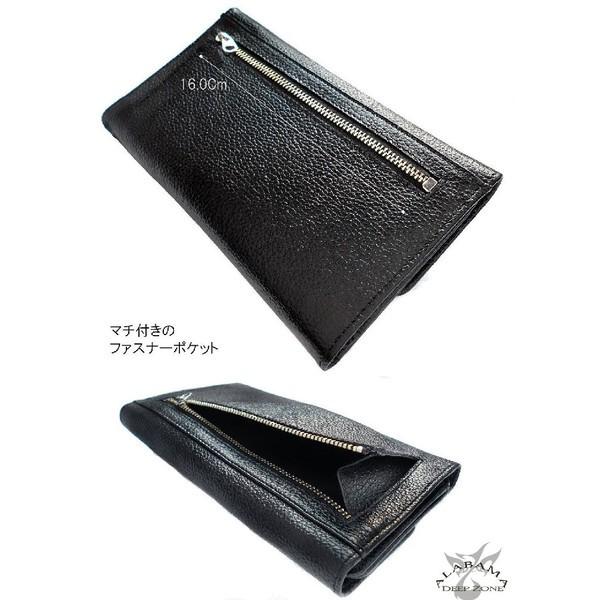 財布 長財布 三つ折り メンズ 本革 牛革 カーフレザー クロス ブラック