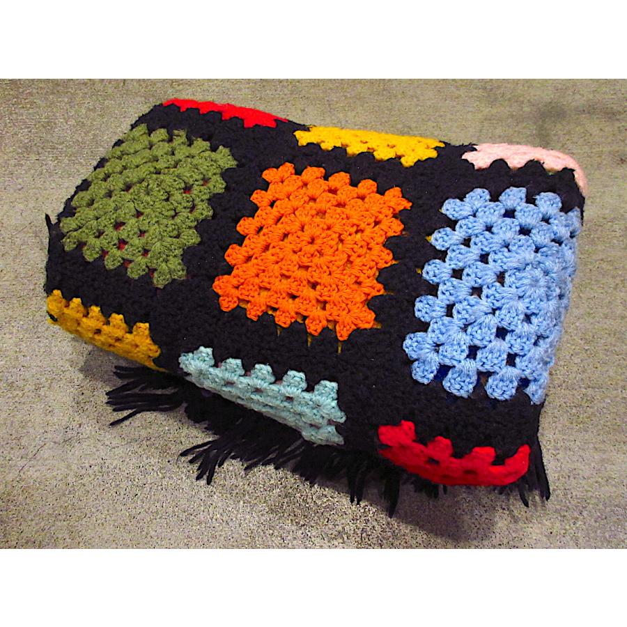 ビンテージ○かぎ針編みブランケットsize約166cm×約141cm○231121c8