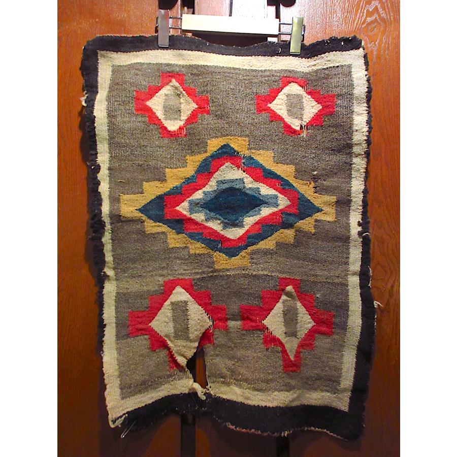 ビンテージ~40's○ウールナバホラグ約70cm × 約53cm○240922m1-rug