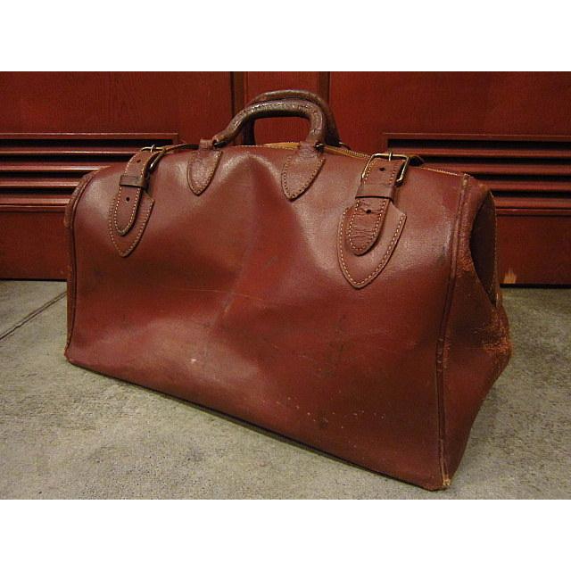 ビンテージ40's☆カウハイドドクターバッグ茶☆1940sレザーボストン