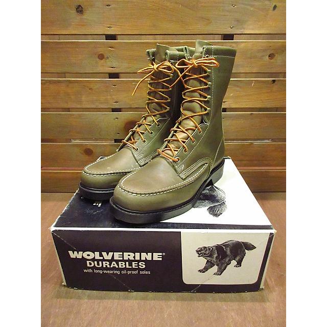 ビンテージ80's○DEADSTOCK WOLVERINEモックトゥワークブーツオリーブ
