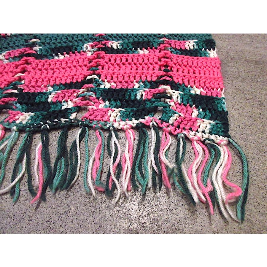 ビンテージ○かぎ針編みブランケットsize約137cm×約110cm○230113c5