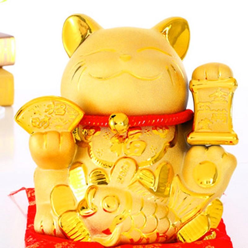 招き猫 置物 金猫 鯛 小判 陶磁器 縁起物 金運 商売繁盛 招福