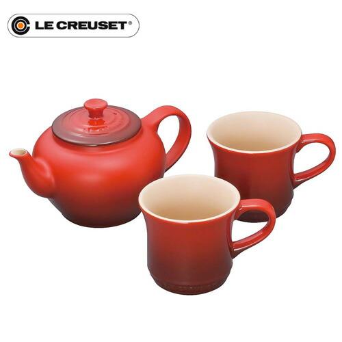ル・クルーゼ Le Creuset ティーポット＆マグ SS 2個入セット チェリー