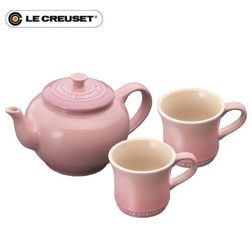 ル・クルーゼ Le Creuset ティーポット＆マグ SS 2個入セット ローズ