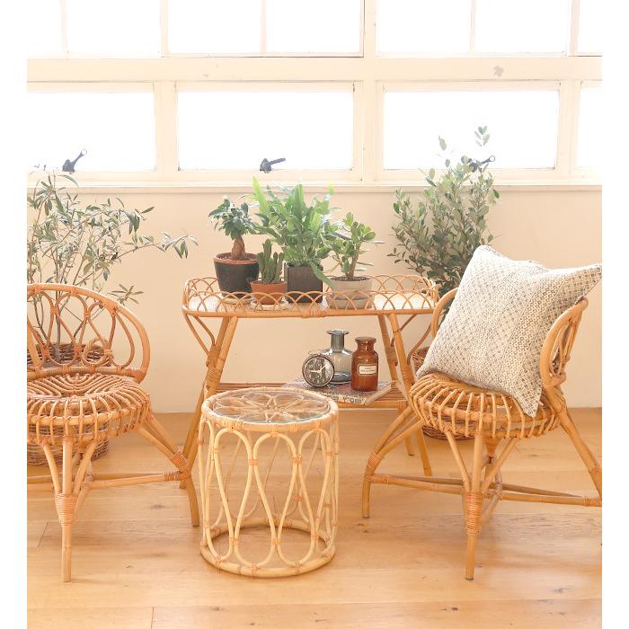Creer コンソールテーブル ラタン家具 サイドテーブル 花台 プランター