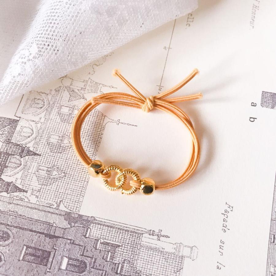 ダブルリングヘアゴム ゴールド ∞ヘアゴム ヘアアクセサリー 韓国