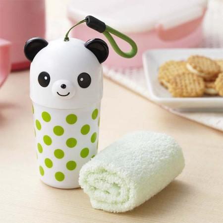 おしぼりセット 水玉パンダ 子供用 （ おしぼりケース おしぼりタオル