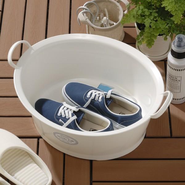 ウォッシュタブ 12L タライ 洗濯用 排水栓付き 楕円形 オーバル型 洗い