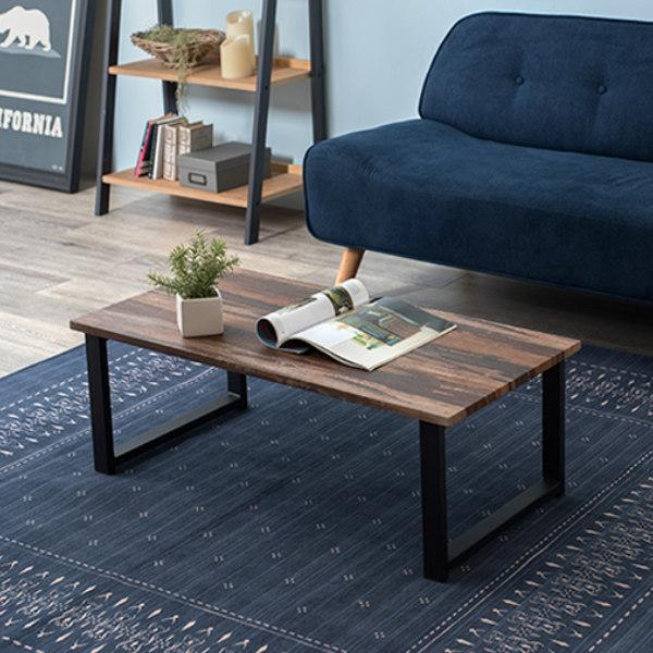 HAGiHARA（萩原） センターテーブル 幅90cm 奥行45cm 木目調 スチール