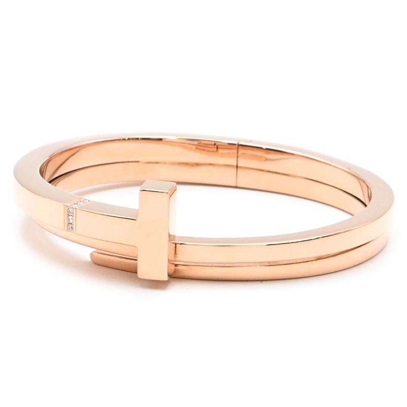 Tiffany T ティファニー Tスクエアラップブレスレット K18PG Tスクエア