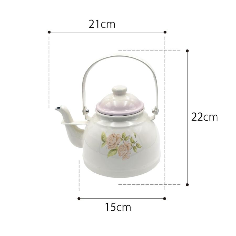 IH対応 イマン ダイアナローズ ホーロー ケトル アンティーク調 バラ