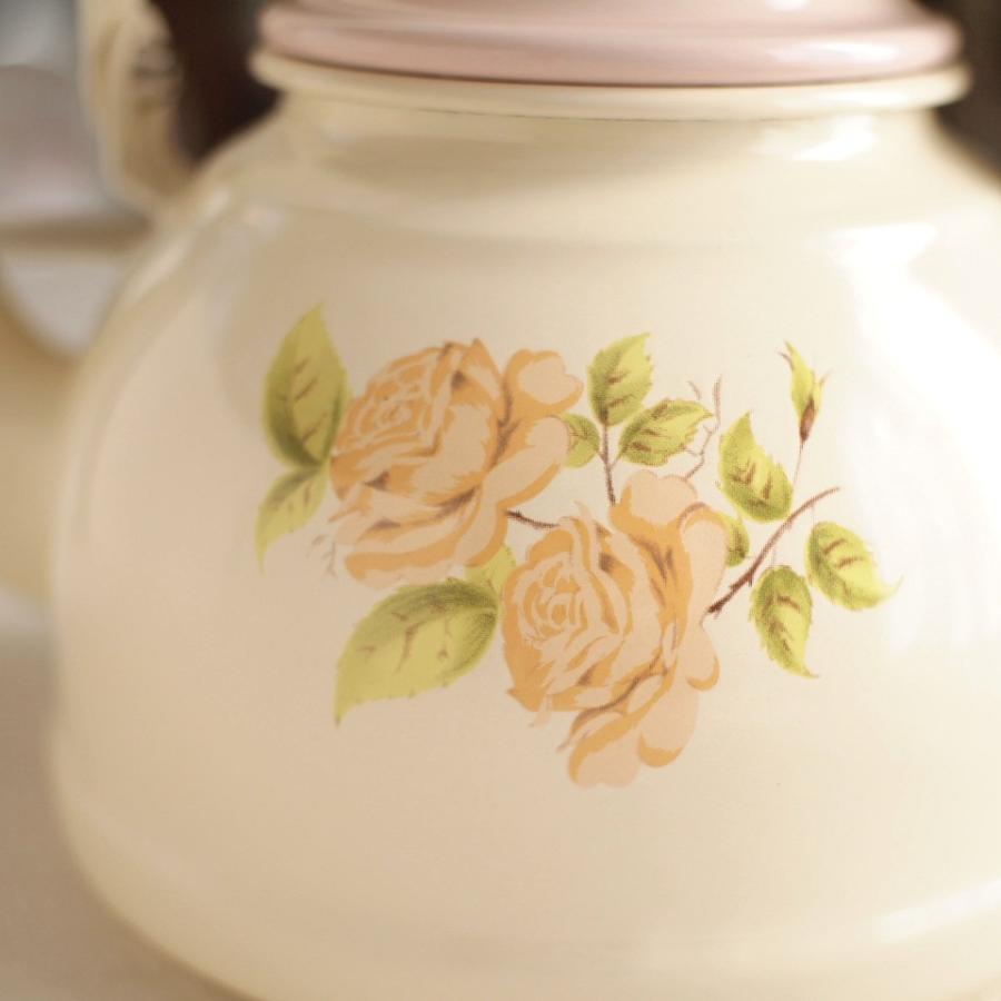 IH対応 イマン ダイアナローズ ホーロー ケトル アンティーク調 バラ