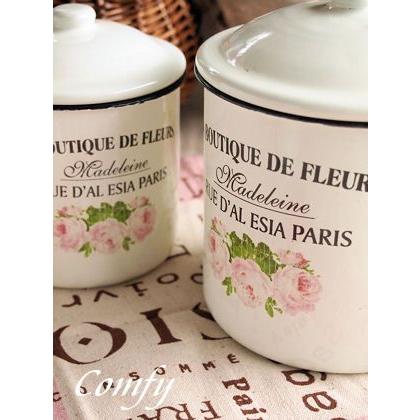 ホーロー雑貨 ホーロー オールドローズ キャニスター 3点セット琺瑯