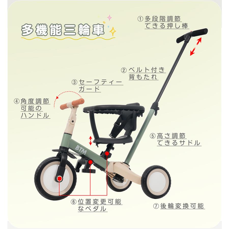 新タイプ登場！セーフティーガード付き】子供用三輪車 5in1 手押し棒