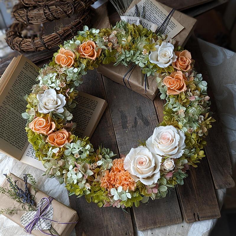 プリザーブドフラワー リース 玄関 おしゃれ 夏 プレゼント 誕生日
