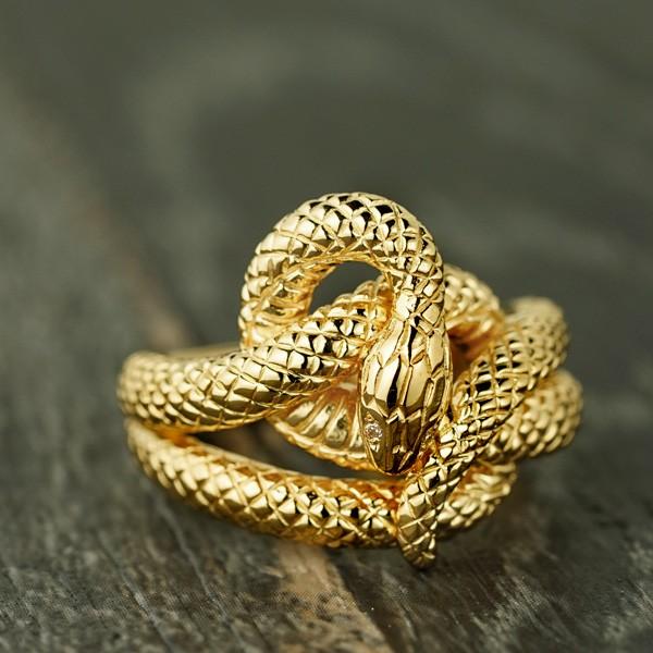 蛇ダイヤモンドリング指輪開運蛇リング天然ダイヤモンドリンK18