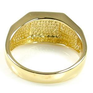 18K18金 印台 ゴールドメンズリング数字刻印K18金機械彫刻指輪ナンバー