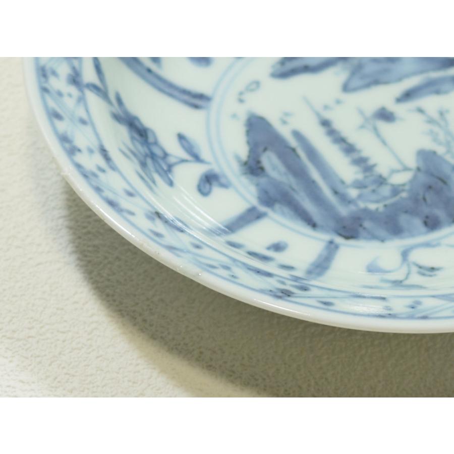 景徳鎮古窯 染付山水図 青花芙蓉手皿 現品お届け こだわりの