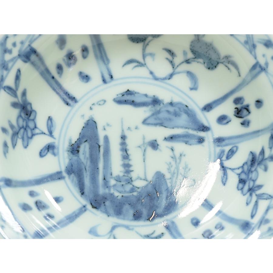 景徳鎮古窯 染付山水図 青花芙蓉手皿 現品お届け こだわりの
