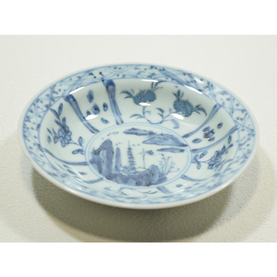 景徳鎮古窯 染付山水図 青花芙蓉手皿 現品お届け こだわりの
