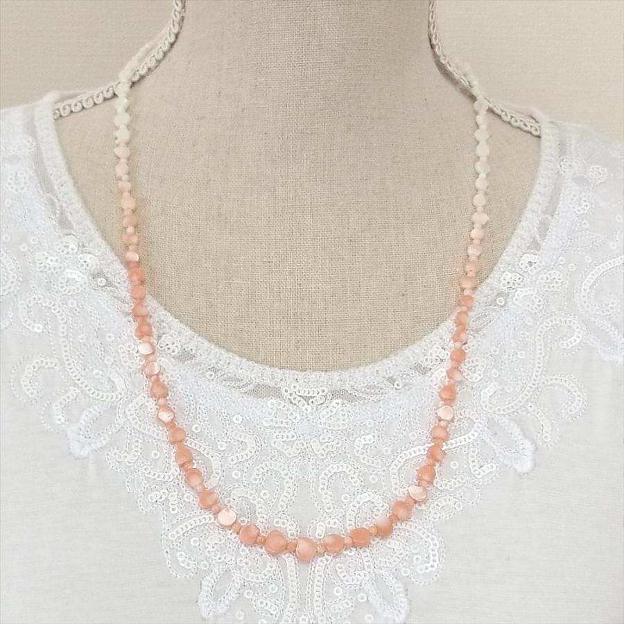 珊瑚 ネックレス ピンク珊瑚 深海珊瑚 スライス シルバー