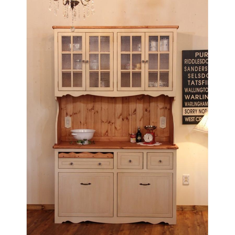 日本製】カントリー・4ガラスドア・カップボード・W1400 カントリー