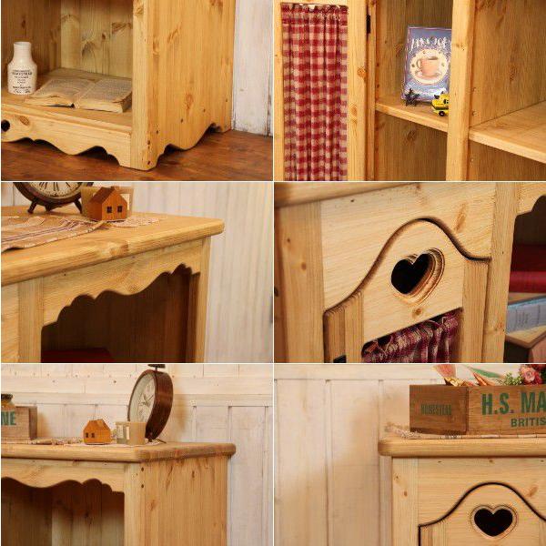 キャビネット ハート 布扉付き キッチンラック オーダーメイド