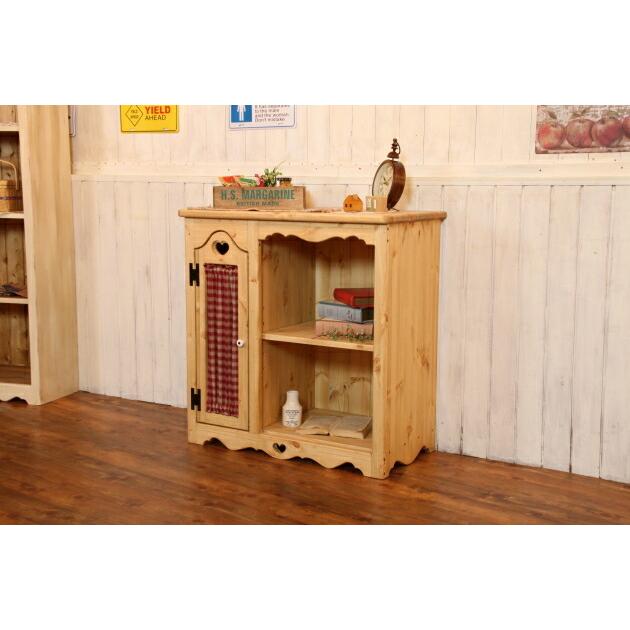 キャビネット ハート 布扉付き キッチンラック オーダーメイド