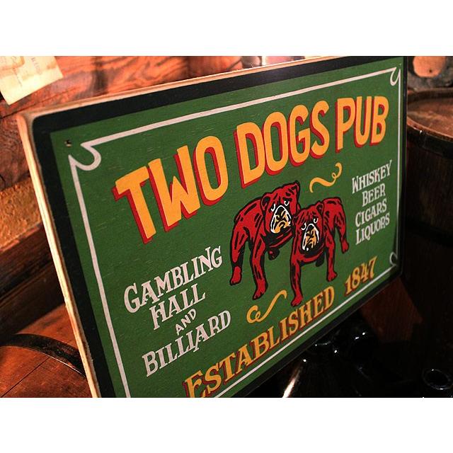ツードッグス パブ 木製看板 □ アメリカン雑貨 アメリカ雑貨 ウッド