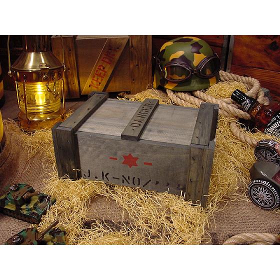 アメリカン レトロ ミリタリーデンジャーウッドボックス □ アメリカ