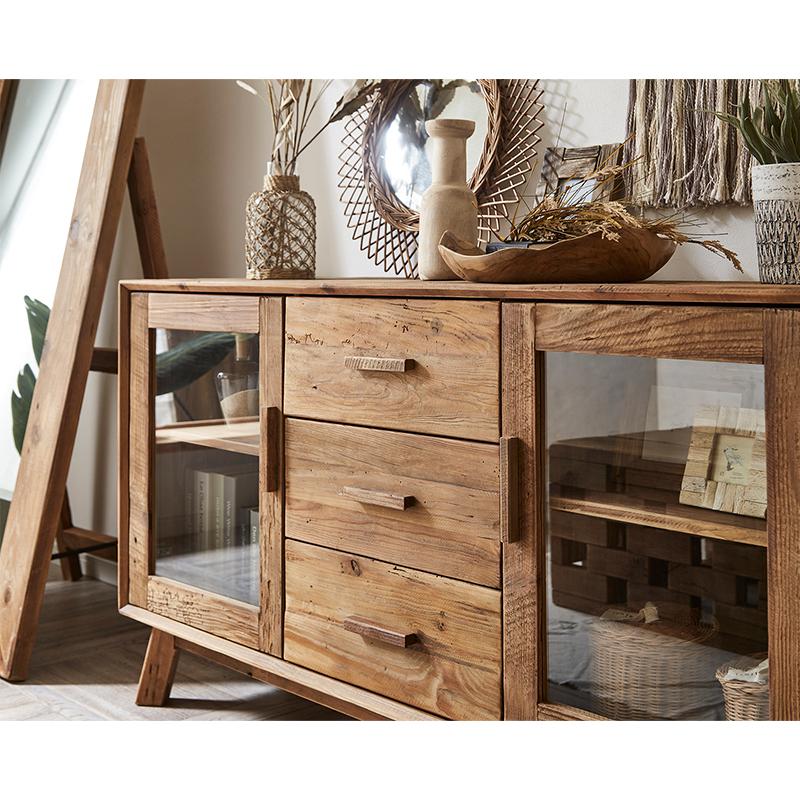 キャビネット 幅160 収納棚 カフェ風 古民家風 古材 アンティーク