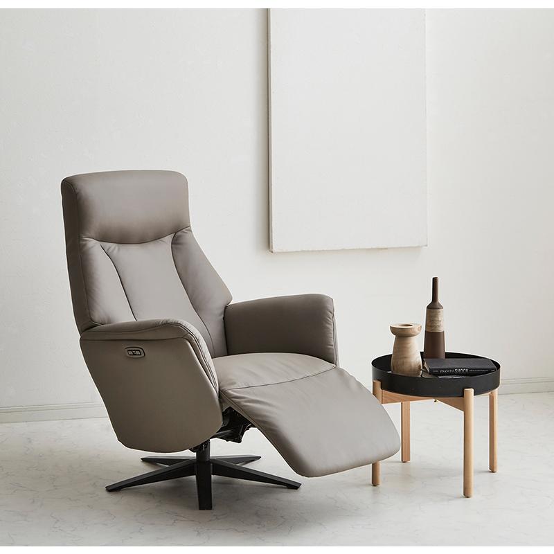 電動パーソナルチェア リクライニング 電動 本革 グレー ブラウン 回転