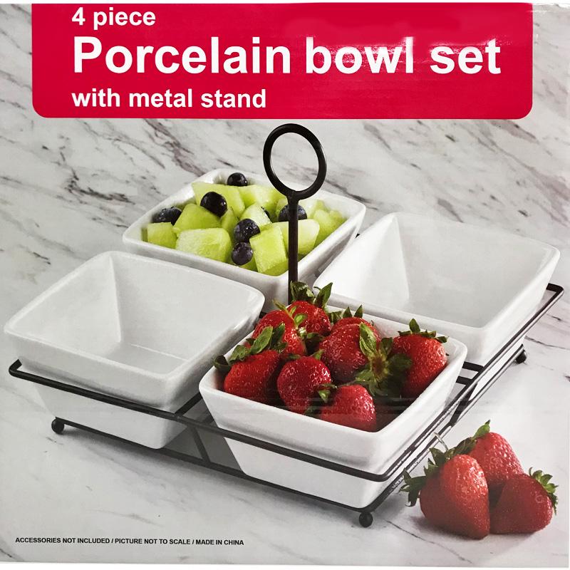 コストコ（Costco） スクエア 皿 4ピース 磁器ボウルセット メタル