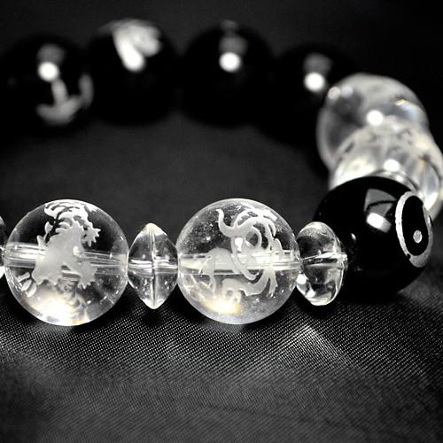 パワーストーン 3種類から選べる 陰陽太極図 陰陽師 九字真言 四神獣