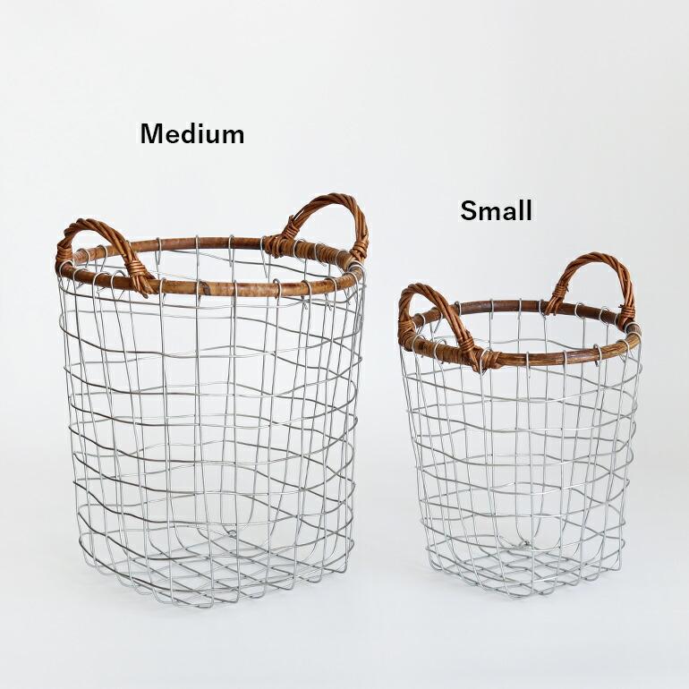 PUEBCO（プエブコ） 収納バスケット ラタン 籐 持ち手 ワイヤー