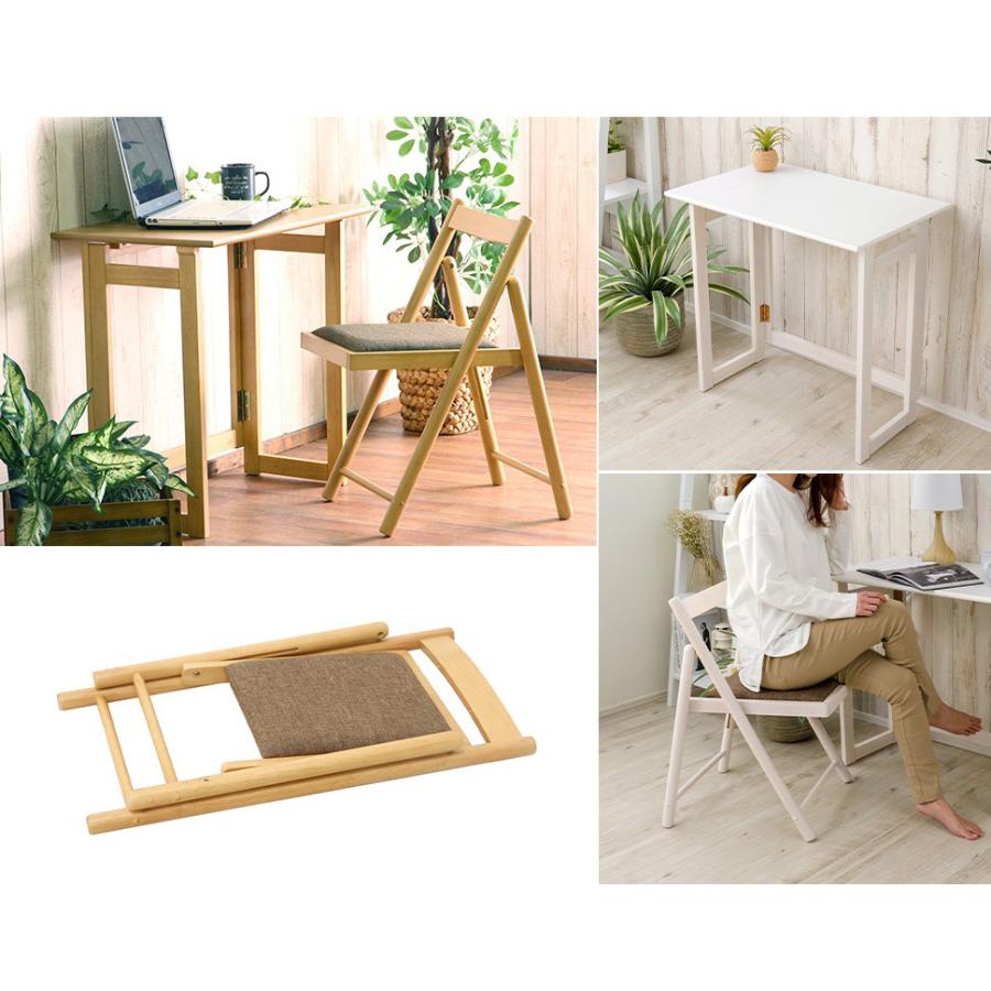 不二貿易（Fuji Boeki） 折りたたみ デスク チェア セット 木製