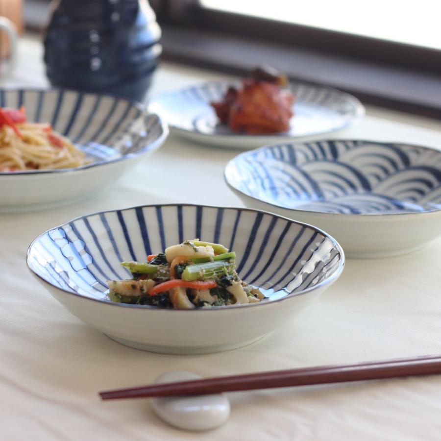 藍縄文 浅鉢 17cm 日本製 美濃焼 5.5寸浅丼 ボウル ボール 中鉢 鉢 小