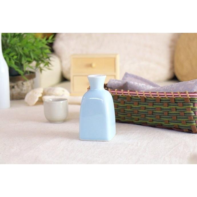 青磁のシンプル角花瓶 フラワーベース 花瓶 花器 一輪差し フラワー