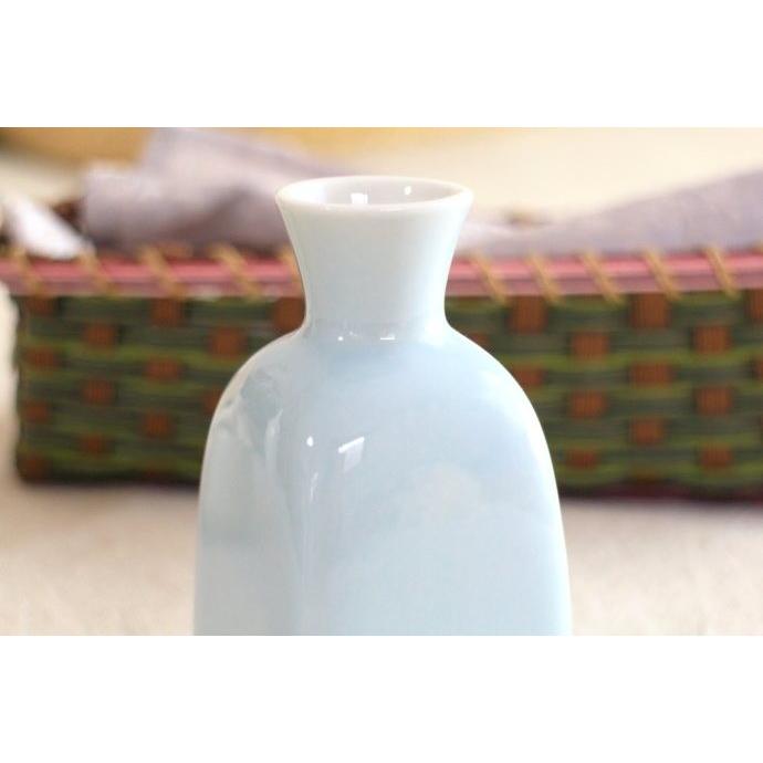 青磁のシンプル角花瓶 フラワーベース 花瓶 花器 一輪差し フラワー