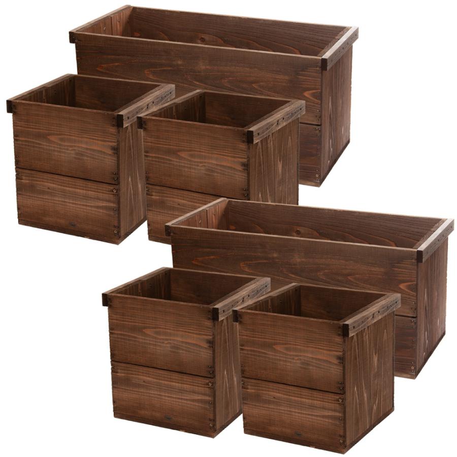 Leaf Corp りんご箱 新りんご箱＋木箱 6点セット アンティーク仕立て