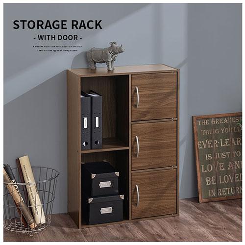 ぼん家具 【完成品設置付き】 本棚 大容量 A4 収納 棚 ラック 扉付き 2