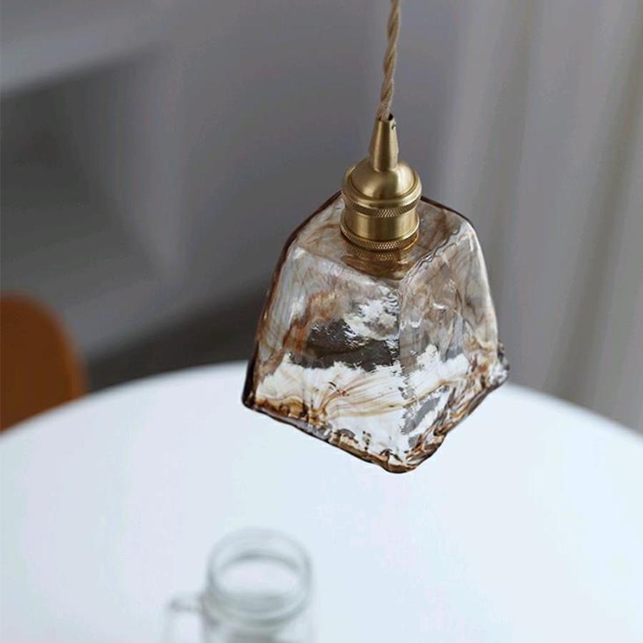 ペンダントライト 琥珀色 ガラス レトロ 天井照明 北欧 アンティーク